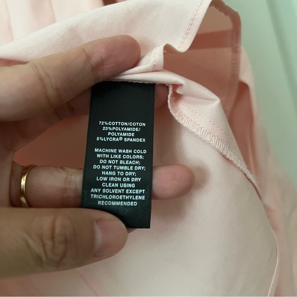 Lafayette 148‎ Designer Women Button Up Shirt sz 6 Peach Pleated Business Casual - Picture 8 of 16